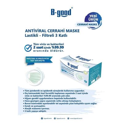 Antiviral Maske 3 Katlı 50li