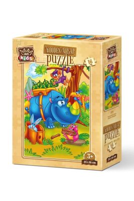 Art Kids Çalışkan Gergedan 16 Parça Ahşap Puzzle - 1