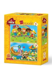 Art Kids Eğlenen Çocuklar 12+24 Parça Puzzle - 1