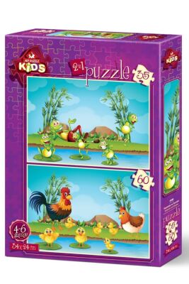 Art Kids Hayvanlar ve Yavruları 35+60 Parça Puzzle - 1