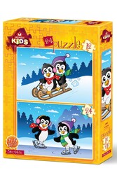 Art Kids Penguenler 12+24 Parça Puzzle - 1