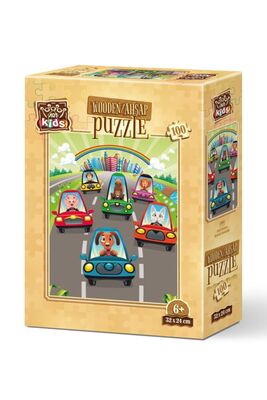 Art Kids Sevimli Sürücüler 100 Parça Ahşap Puzzle - 1