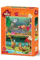 Art Kids Su Altı ve Orman Hayvanları 24+35 Parça Puzzle - 1