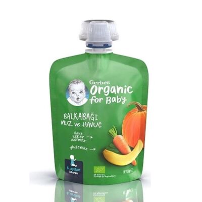 Gerber Organik Muzlu Havuçlu Balkabağı Püresi 90 gr - 1