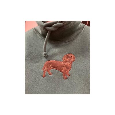 Karamela Dik Yakalı Sweatshirt Köpek Nakışlı - 2