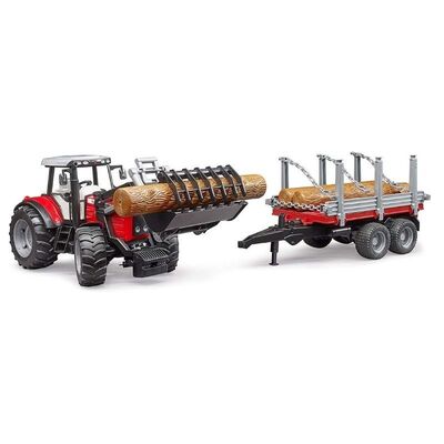 Massey Ferguson 7480 ve Kütük Taşıyan Römork