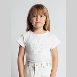 Mayoral Kız Çocuk Çiçek Nakışlı T-shirt SS2403083 - Thumbnail