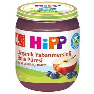 Organik Kavanoz Maması Yabanmersinli Elma Püresi 125 Gr