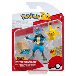 Pokemon Battle 3lü Figür Omanyte Lucario Pikachu - 1