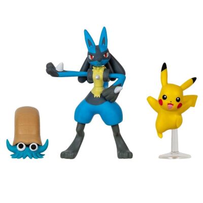 Pokemon Battle 3lü Figür Omanyte Lucario Pikachu - 2