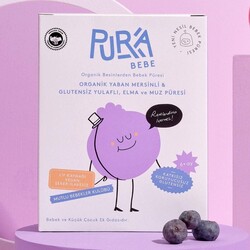 Pura Bebe Organik Yaban Mersinli Glutensiz Yulaflı Elma ve Muz Püresi - 1