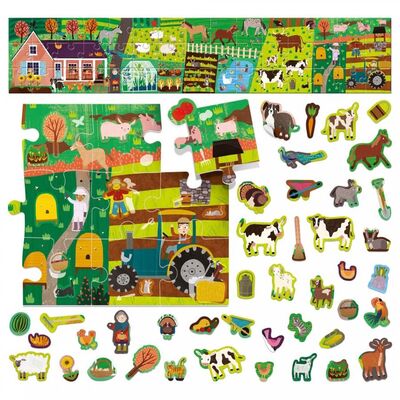 Puzzle + Stickers The Farm (3-6 Yaş)