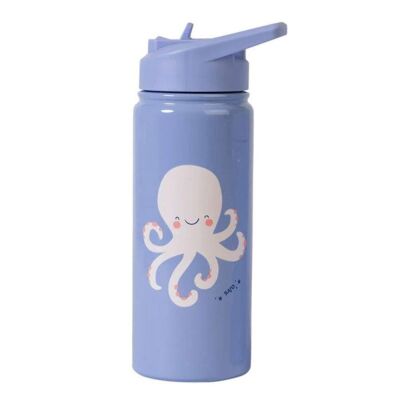 Saro 500ml Çelik Pipetli Suluk Mavi Octopus - 1