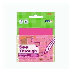 Stickn See Through Saydam Yapışkanlı Not Kağıdı 76x76 mm 50li Neon Pembe - 1