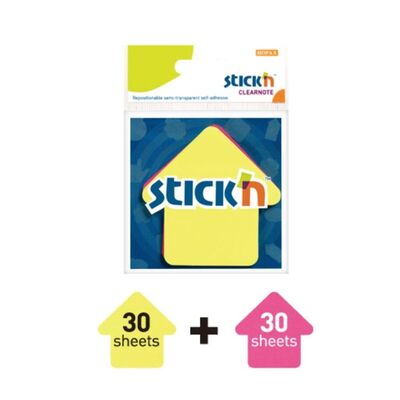 Stickn Yapışkanlı Not Kağıdı Dikey Ok Şeklinde İki Renkli 76x76 mm 60lı - 1