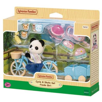 Sylvanian Families Cottontail Bisiklet ve Paten Seti Panda Kız - 1